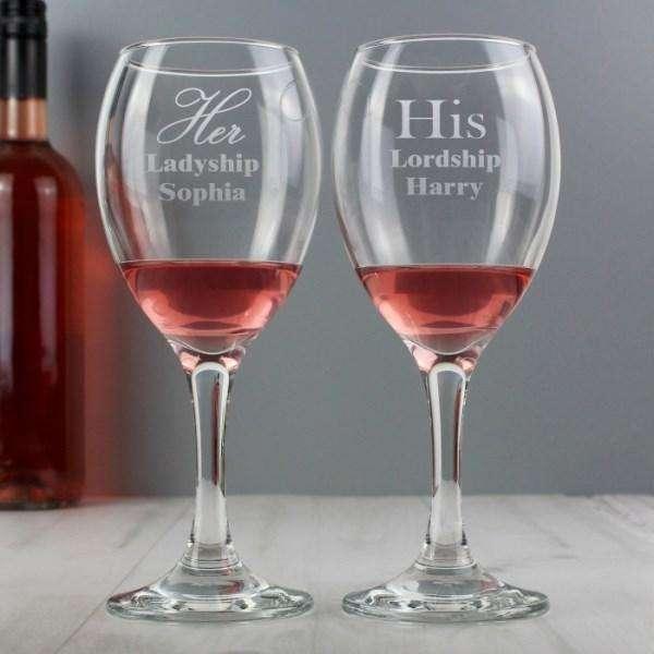 Personalised His & Her Wine Glass Set - Myhappymoments.co.uk