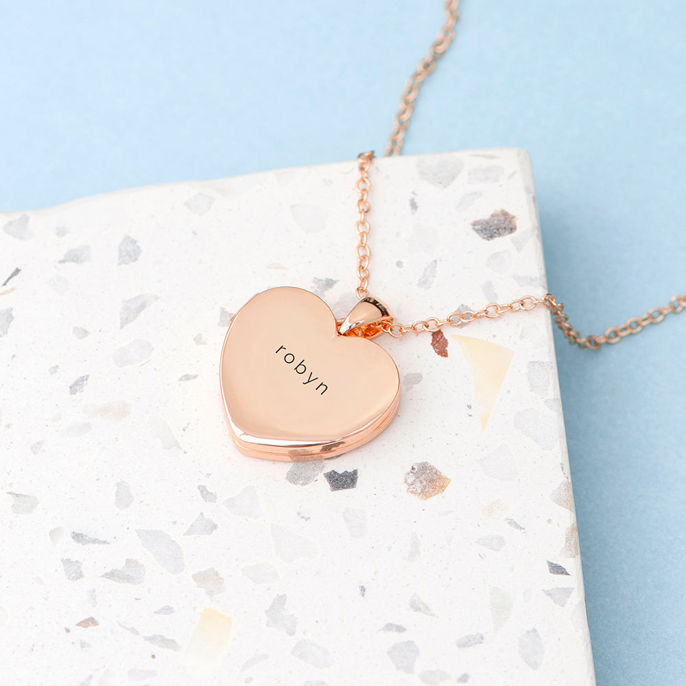 Personalised Heart Photo Locket Necklace - Rose Gold Plated