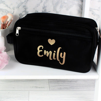 Personalised Gold Name Black Vanity Bag