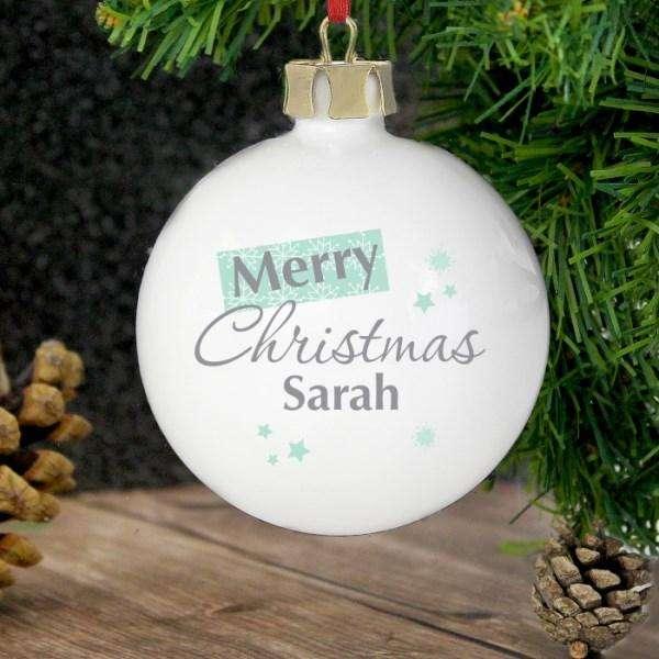 Personalised Merry Christmas Snowflake Bauble - Myhappymoments.co.uk