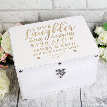 Personalised Love Laughter Leather Keepsake Box