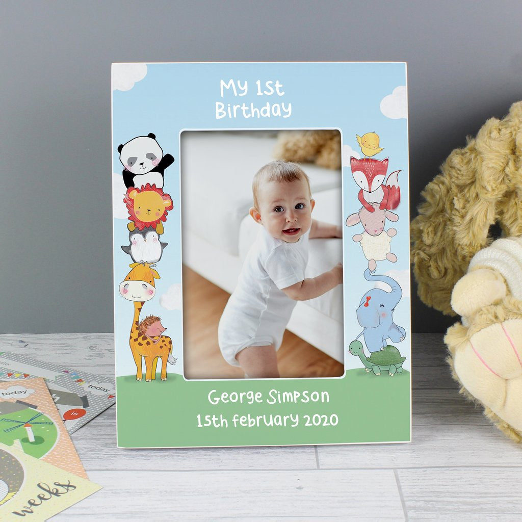 Personalised Baby Animals Photo Frame 6x4 Wooden - Myhappymoments.co.uk