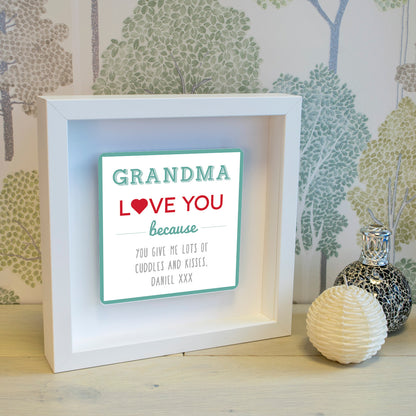 Personalised Grandma Love You Because Metal Wall Art Box Frame