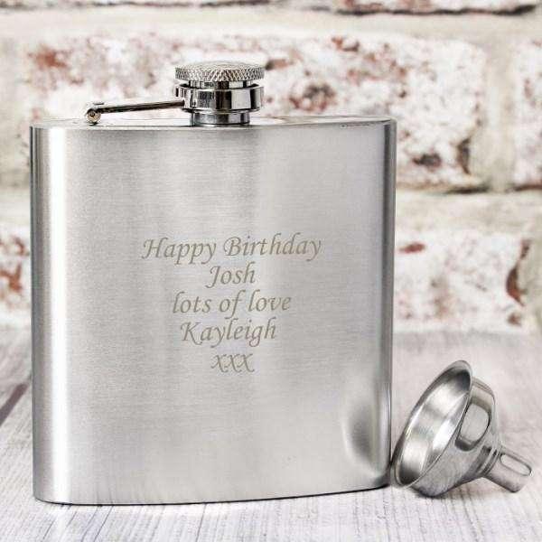 Personalised Boxed Stainless Steel Hip Flask - Myhappymoments.co.uk