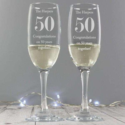 Personalised Anniversary Pair of Flutes with Gift Box - Myhappymoments.co.uk