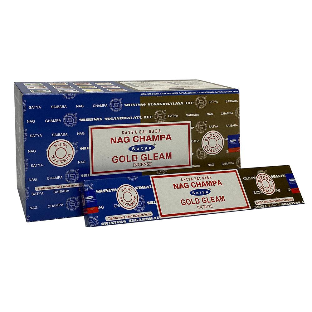 12 Pack of Combo Satya Incense Sticks - Nag Champa Gold Gleam