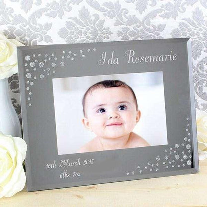 Personalised Any Message Diamante Landscape 6x4 Glass Photo Frame - Myhappymoments.co.uk