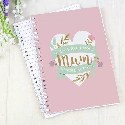 Personalised Floral Heart A5 Notebook - Myhappymoments.co.uk