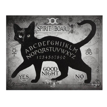 25x19cm Black Cat Spirit Board Canvas Plaque by Alchemy