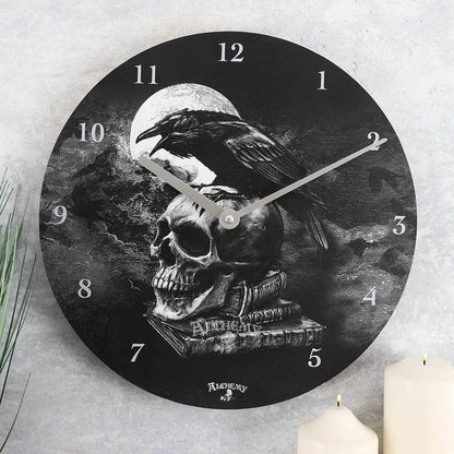 Alchemy Poe's Raven Skull Clock