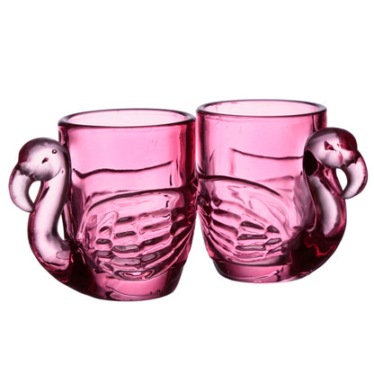 Set of 2 Glass Flamingo Pink Shot Glasses (90ml) - Myhappymoments.co.uk