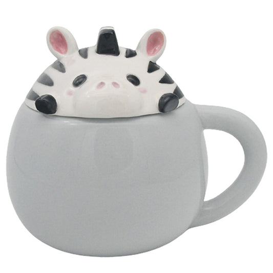 Adoramals Zebra Peeping Lid Ceramic Lidded Mug