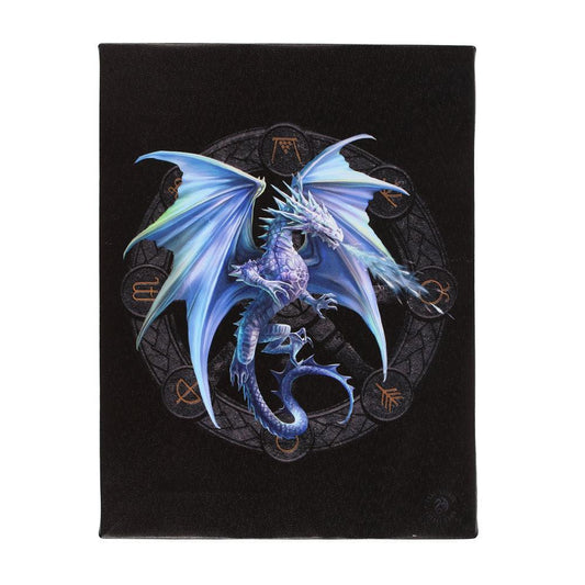 19x25cm Yule Dragon Canvas Plaque by Anne Stokes