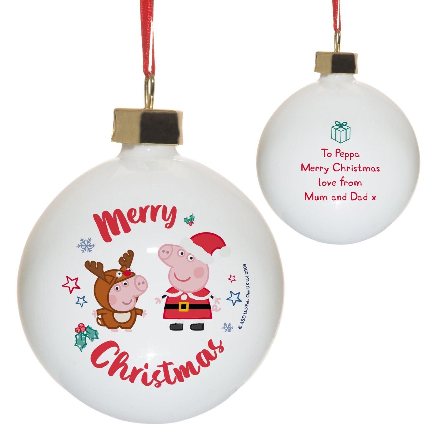 Personalised Peppa Pig & George Pig Bauble