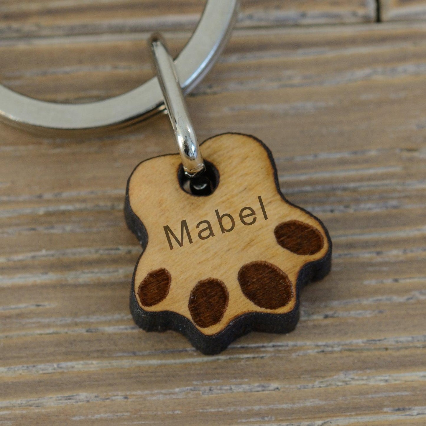 Personalised Paws Wooden Keyring - This Mummy or Daddy Belongs 