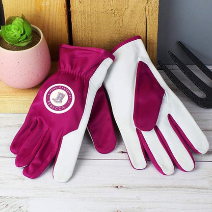 Personalised Head Gardener Medium Fushia Gardening Gloves - Myhappymoments.co.uk