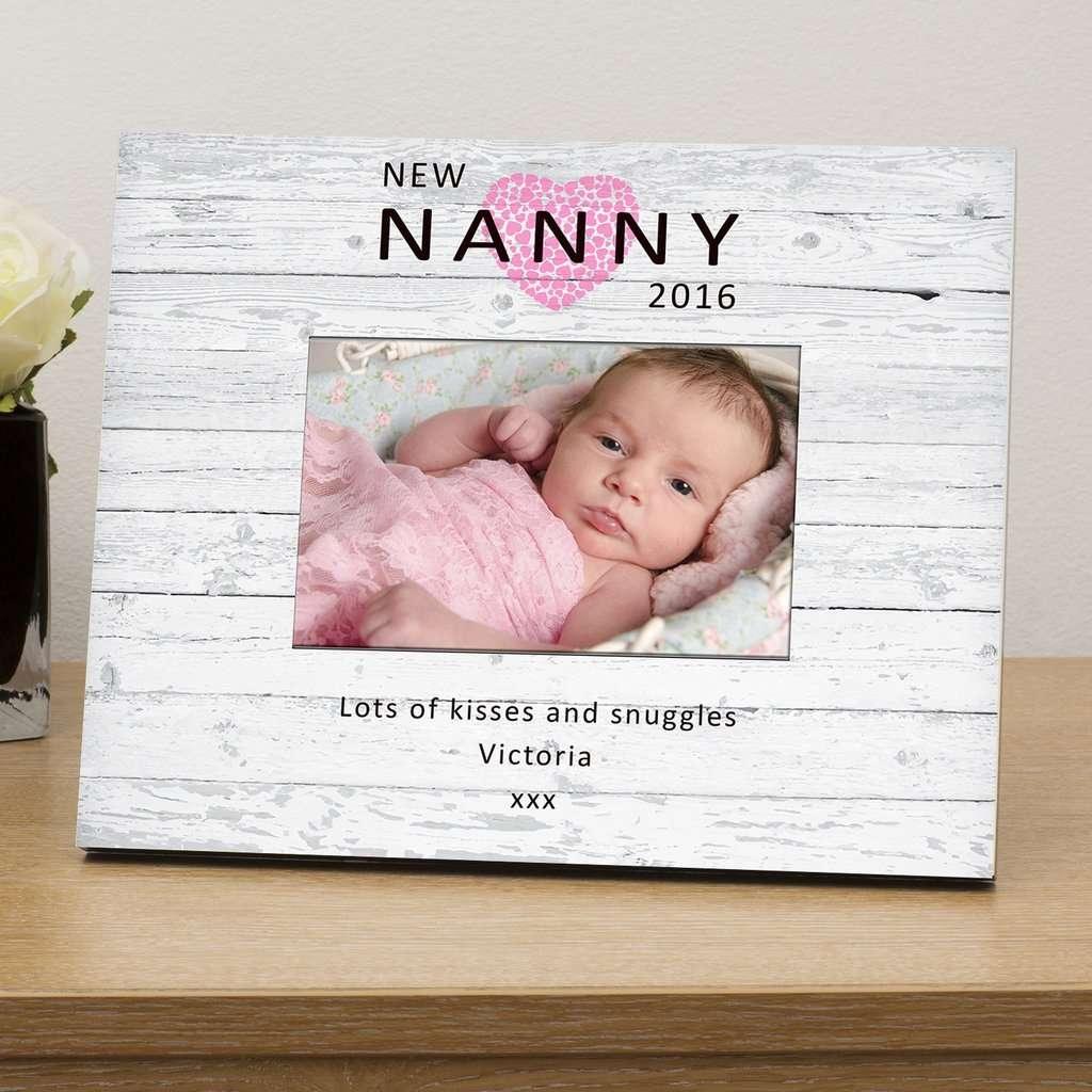 Personalised New Nanny Wood Photo Frame Available In Pink And Blue - Myhappymoments.co.uk