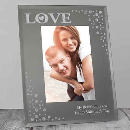 Personalised LOVE Diamante Glass Photo Frame 4x6 - Myhappymoments.co.uk