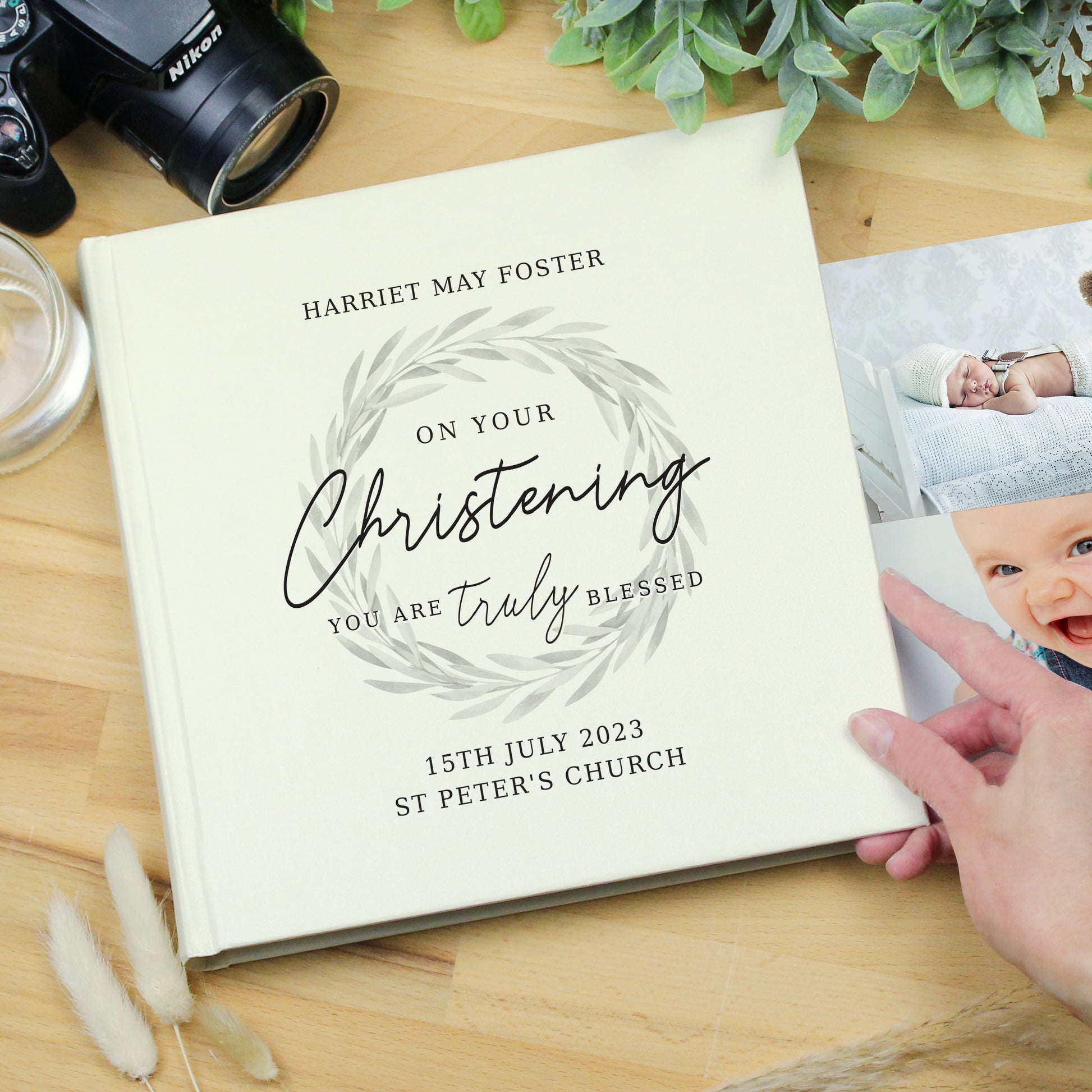 Personalised 'Truly Blessed' Christening Square Photo Album