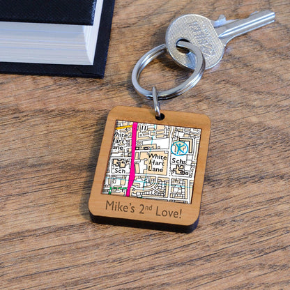 Football Stadium Map Wooden Keyring