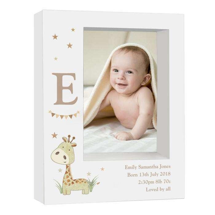 Personalised Hessian Giraffe 5x7 Box Photo Frame - Myhappymoments.co.uk