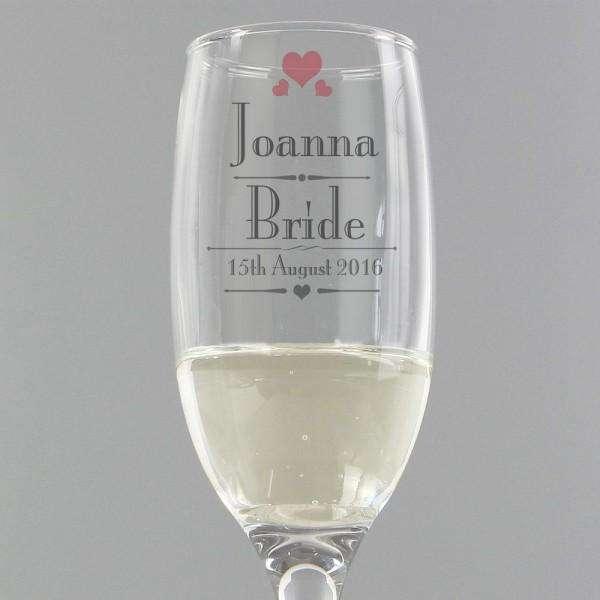 Personalised Decorative Wedding Female Glass Flute - Myhappymoments.co.uk