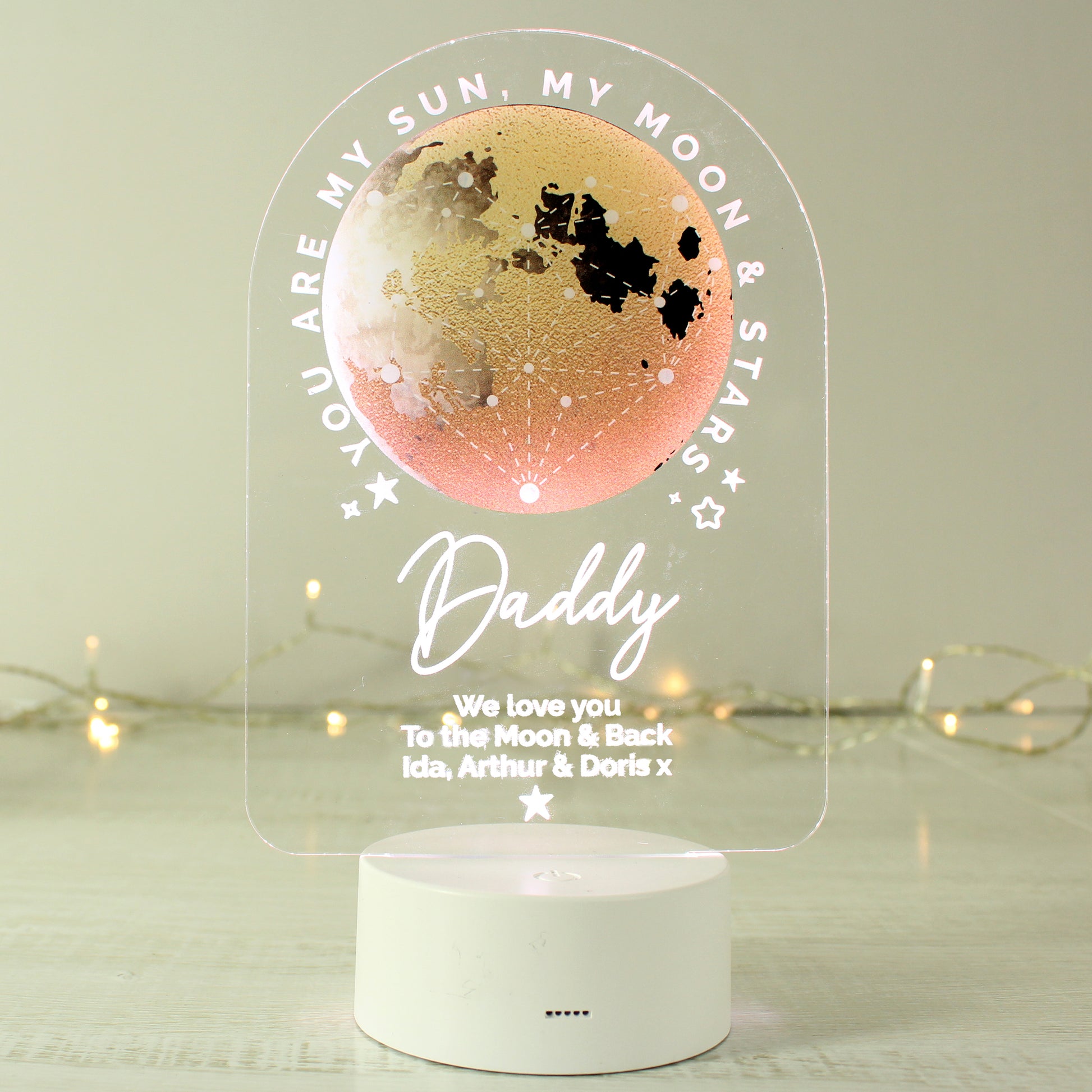 Personalised Sun Moon & Stars LED Colour Changing Night Light