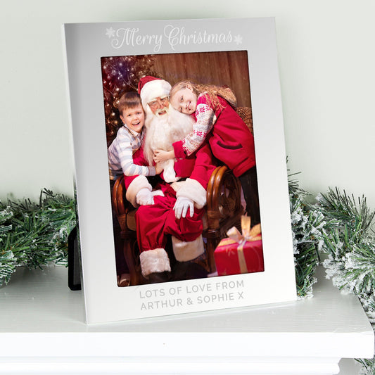 Personalised Merry Christmas Silver 5x7 Photo Frame