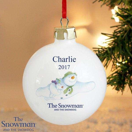 Personalised The Snowman and the Snowdog Flying Bauble - Myhappymoments.co.uk