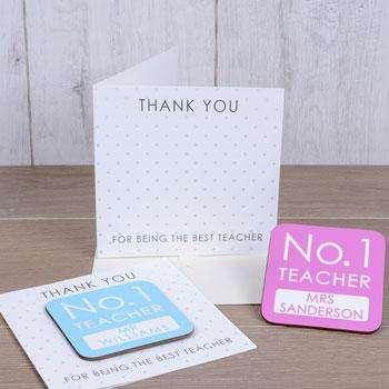 Personalised No. 1 Teacher Coaster Card - Myhappymoments.co.uk