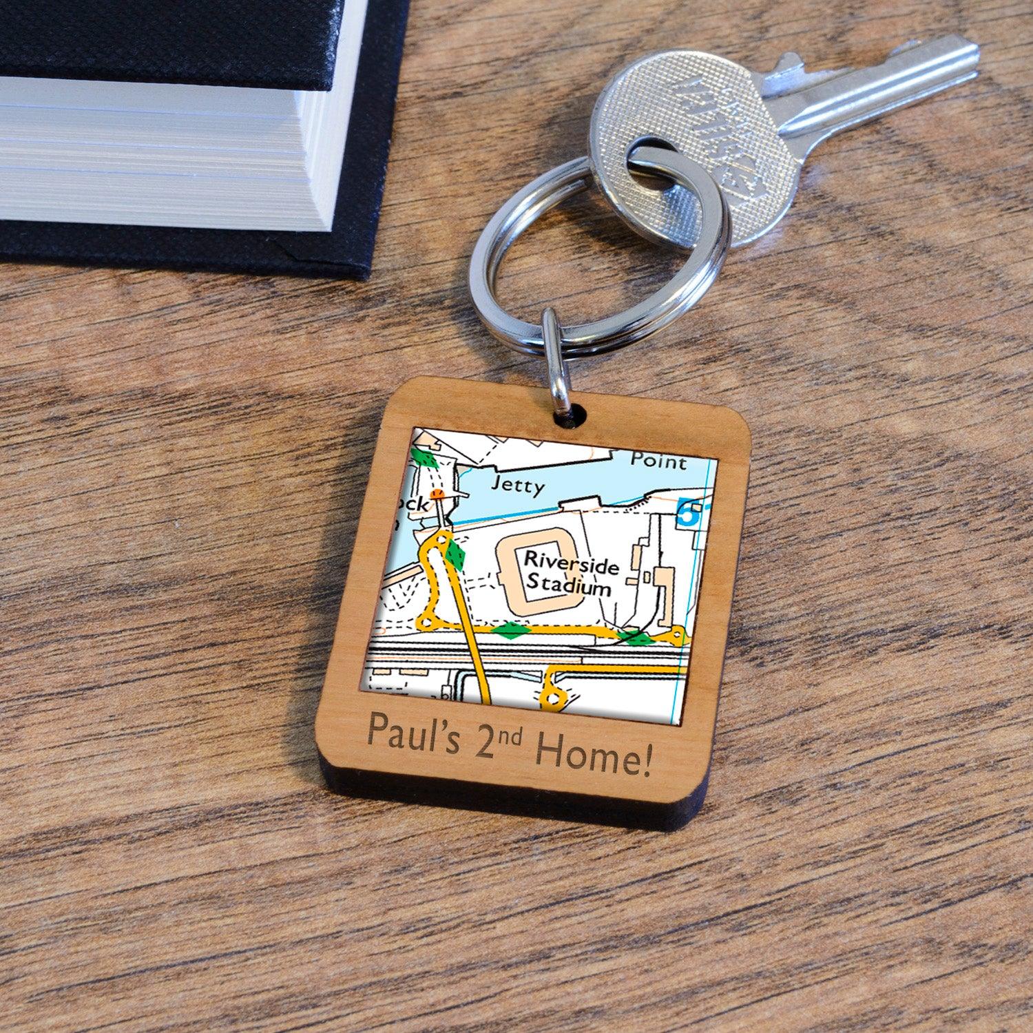 Football Stadium Map Wooden Keyring