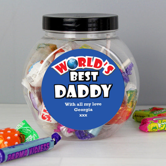 Personalised Blue World's Best Sweet Jar - Myhappymoments.co.uk