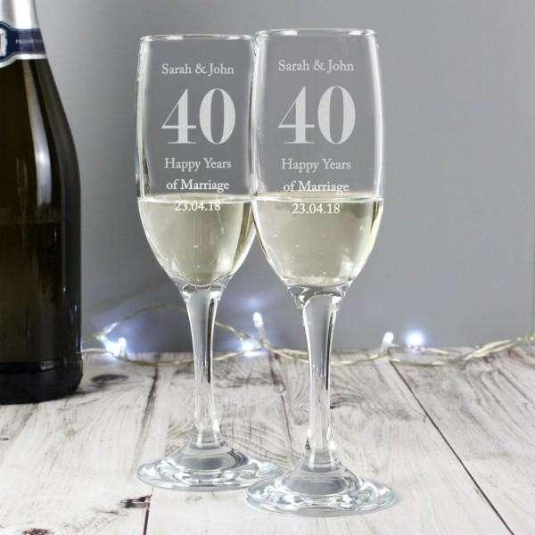 Personalised Anniversary Pair of Flutes with Gift Box - Myhappymoments.co.uk