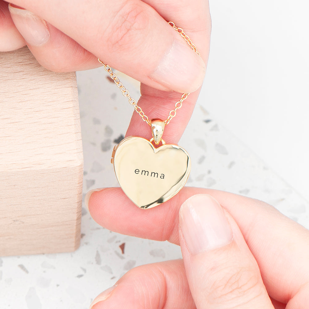 Personalised Heart Photo Locket Necklace - Gold Plated