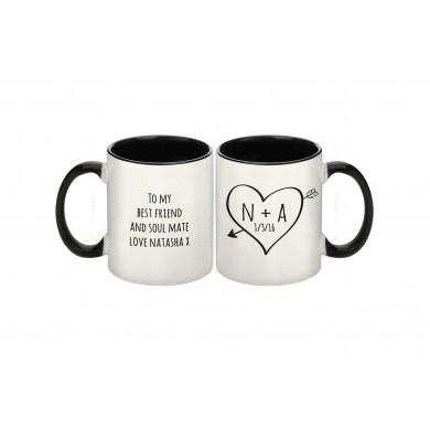 Personalised Sketch Heart Initials Love Mug - Myhappymoments.co.uk