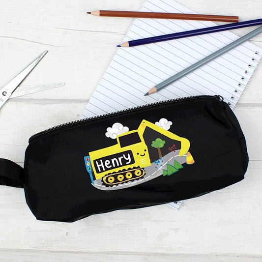 Personalised Digger Black Pencil Case