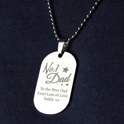 Personalised No.1 Dad Dog Tag Necklace - Myhappymoments.co.uk