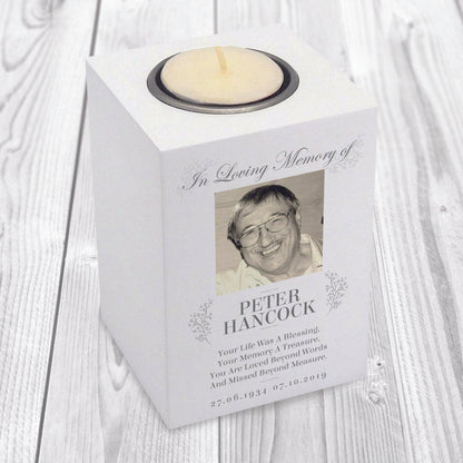 Personalised Photo Memorial Wooden Tea-Light Holder