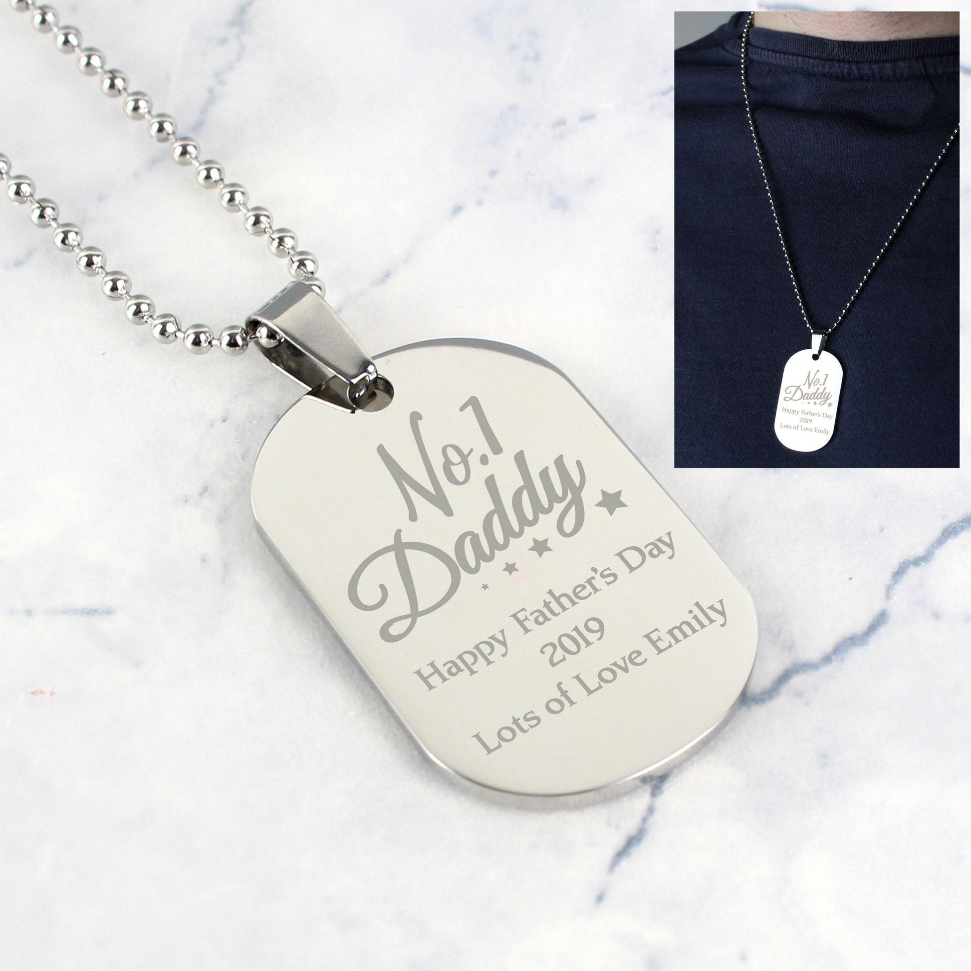 Personalised No.1 Daddy Dog Tag Necklace - Myhappymoments.co.uk