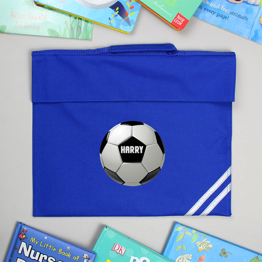 Personalised Football Blue Book Bag