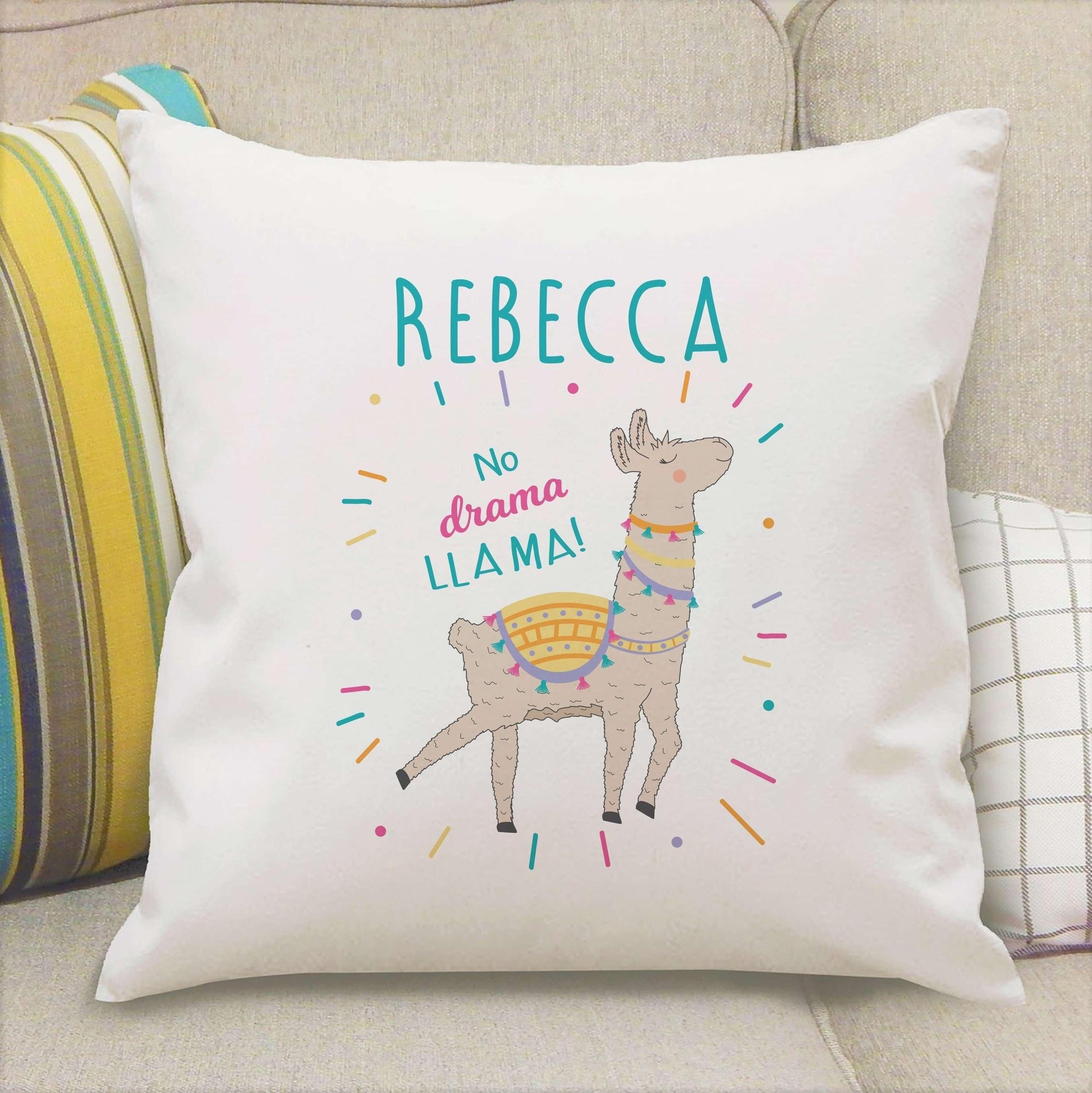 Personalised No Drama Llama Cushion - Myhappymoments.co.uk