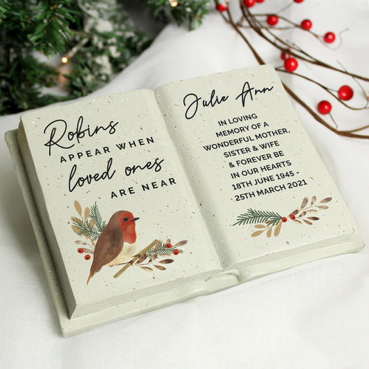 Personalised Robins Appear.. Memorial Gravestone Book