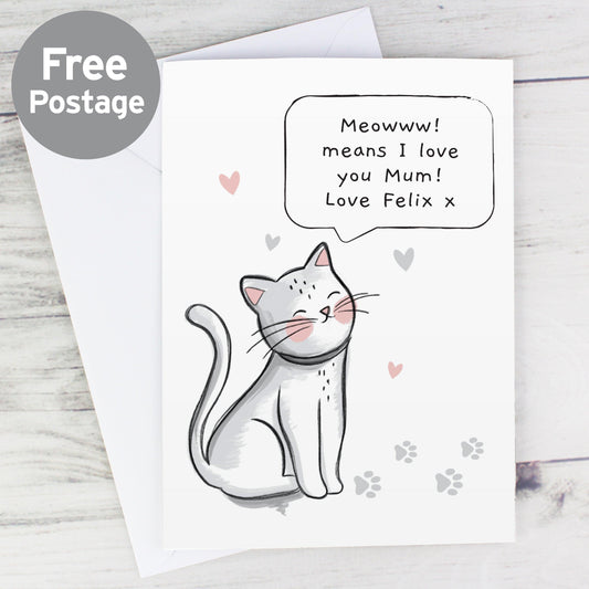 Personalised Cat Speech Bubble Card