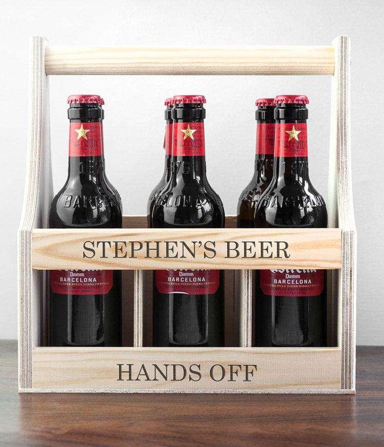 Personalised Wooden Beer Trug - Wooden Beer Carrier - Myhappymoments.co.uk