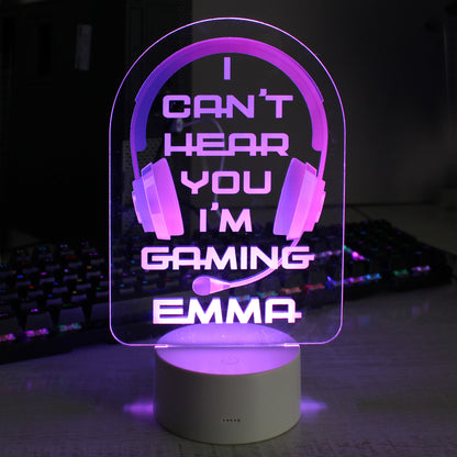 Personalised Pink Gaming LED Colour Changing Night Light