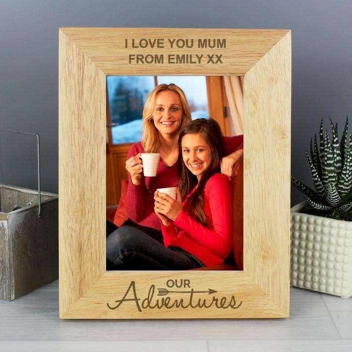 Personalised Our Adventure 5x7 Wooden Photo Frame - Myhappymoments.co.uk