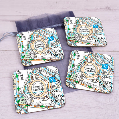 Football Club Stadium Map Set of 4 Coasters