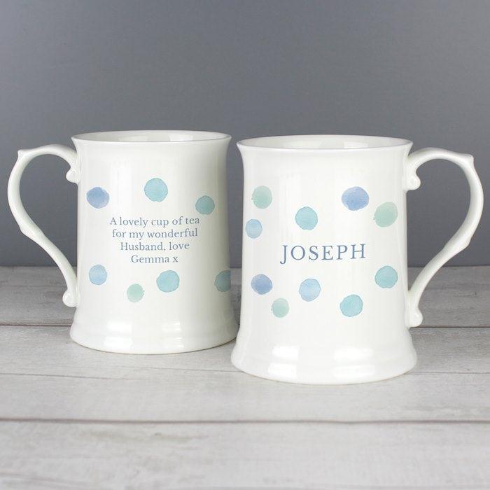 Personalised Blue Spot 15oz Mug