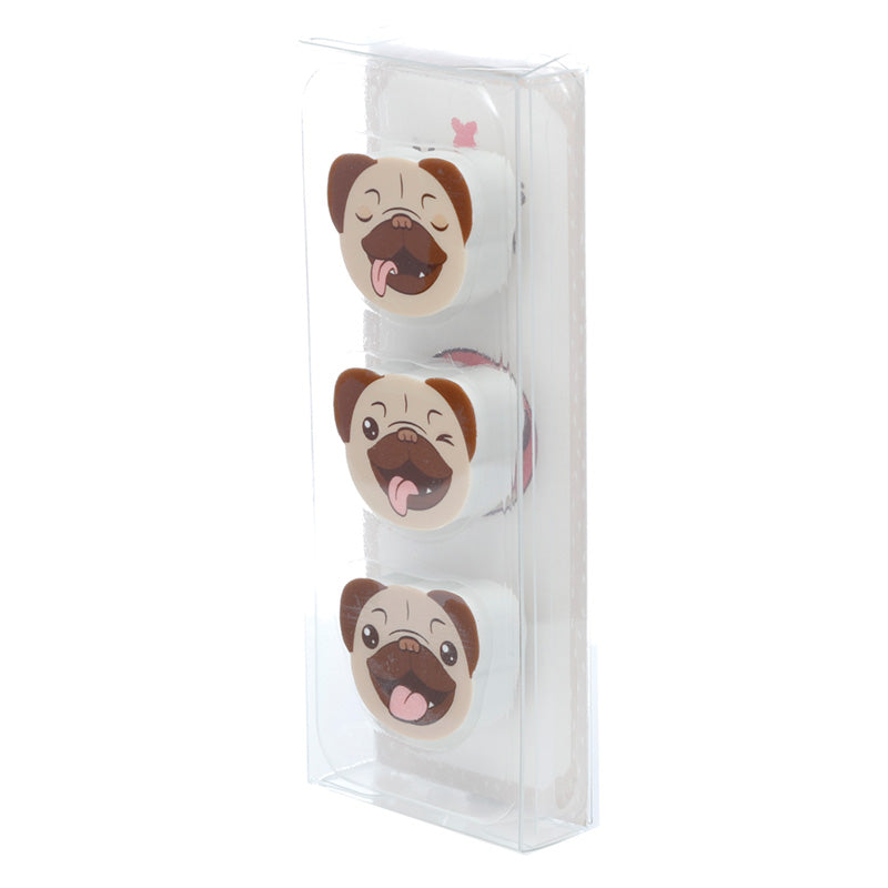 Mopps Pug 3 Piece Eraser Set