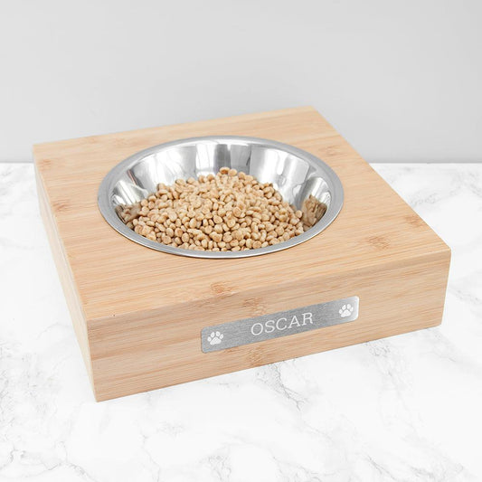 Personalised Large Bamboo Single Paw Print Bowl